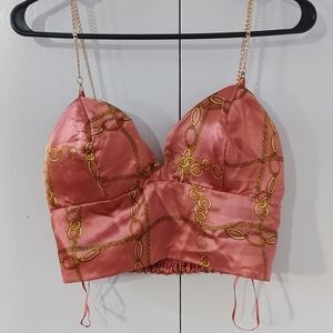 Pink Chain Print Crop Top